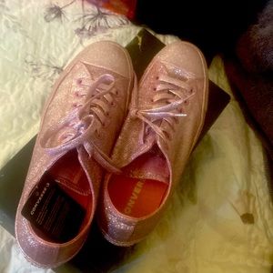 Pink sparkly converse shoes
